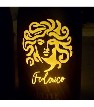 Prosecco DOC di Elite Wine. Bottiglia con LED luminosi