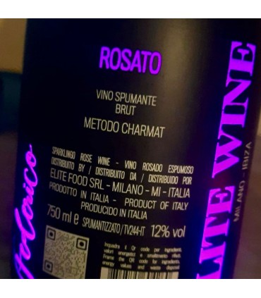Spumante Rosato di Elite Wine. Bottiglia con LED luminosi
